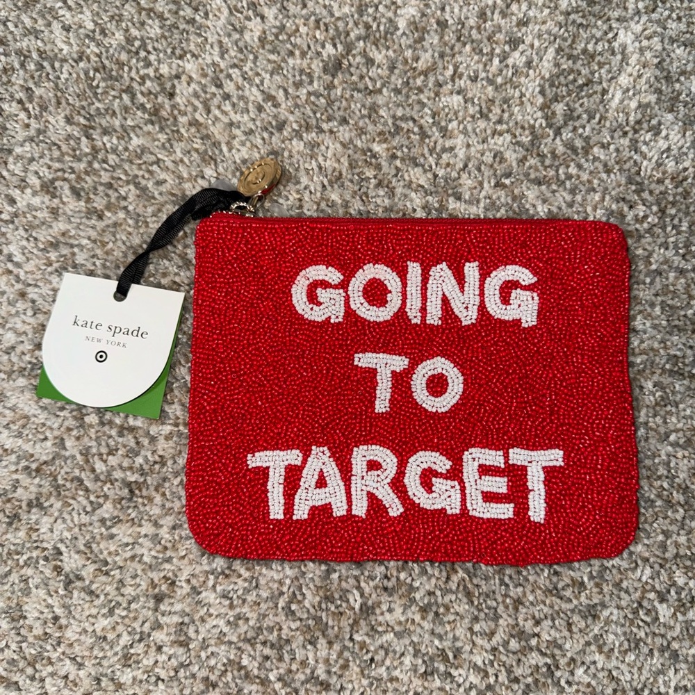 NWT Kate Spade Red Going To Target Beaded Wristlet
